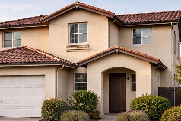 Residential exterior after sandblasting