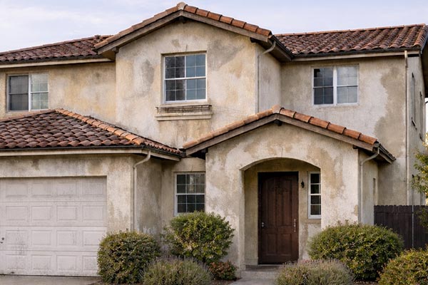 Residential exterior before sandblasting